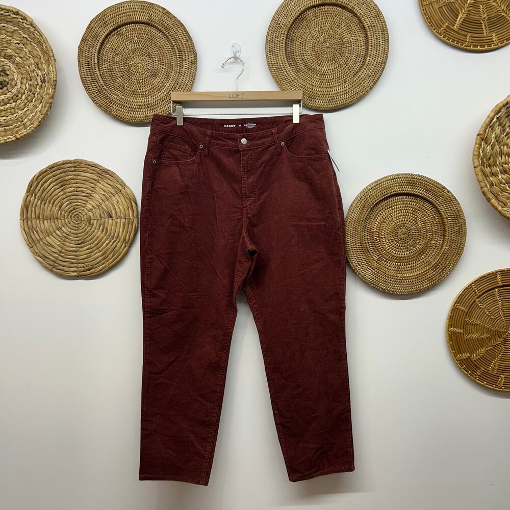 NEW Old Navy High Rise OG Straight Leg Corduroy Pants Plus Size 16 Burgundy